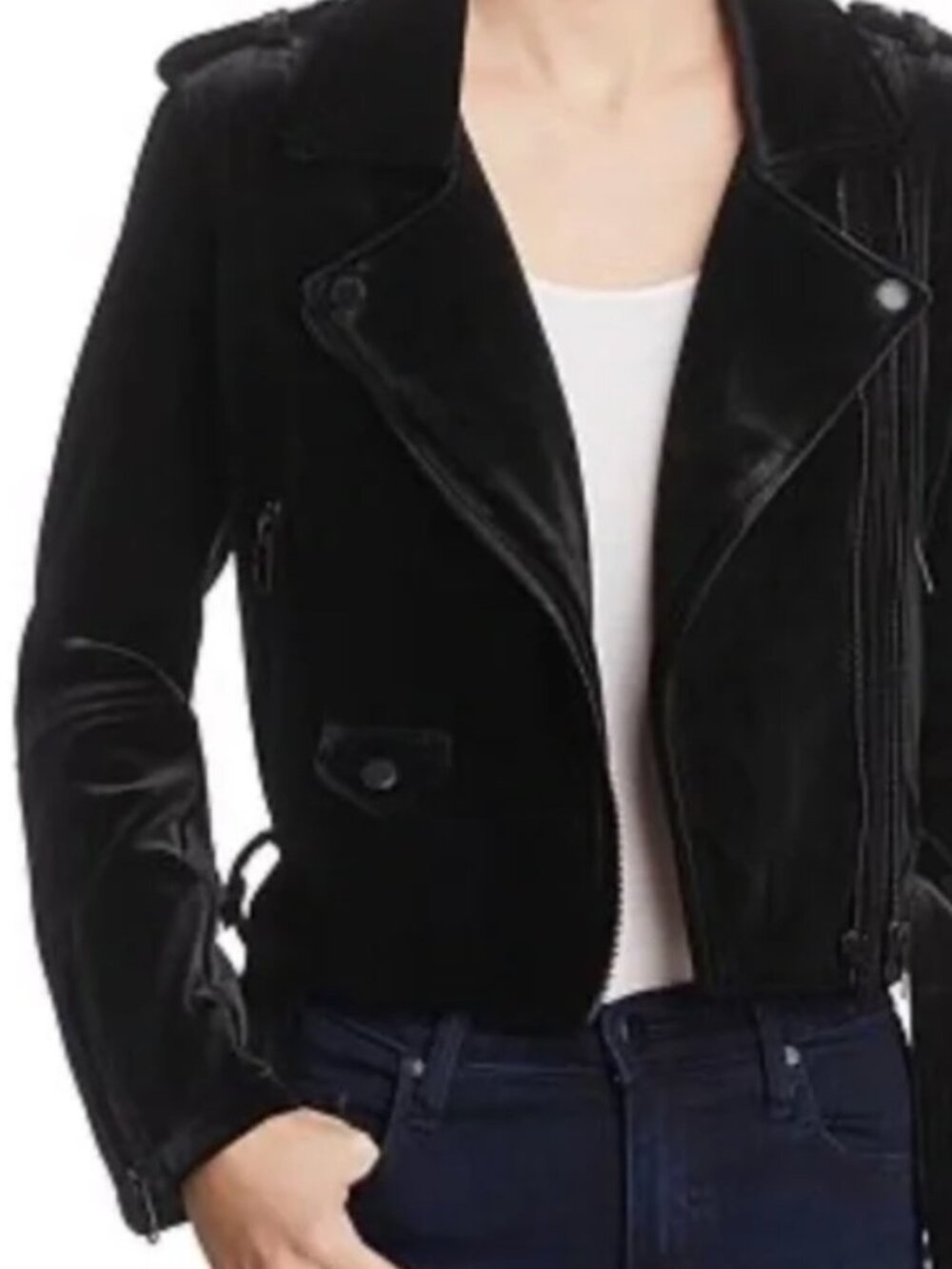 Blank NYC Black Velvet Leather Jacket Women’s Medium